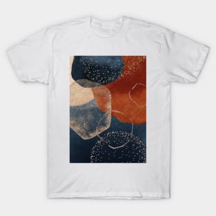 Modern Abstract Terracotta Blush and Navy Blue T-Shirt